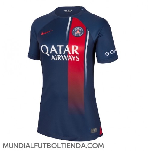Camiseta Paris Saint-Germain Primera Equipación Replica 2023-24 para mujer mangas cortas